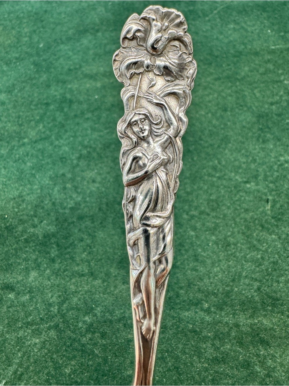 ALVIN RAPHAEL Sterling Silver Spoon 6.75” Art Nouveau Figural Woman 36g